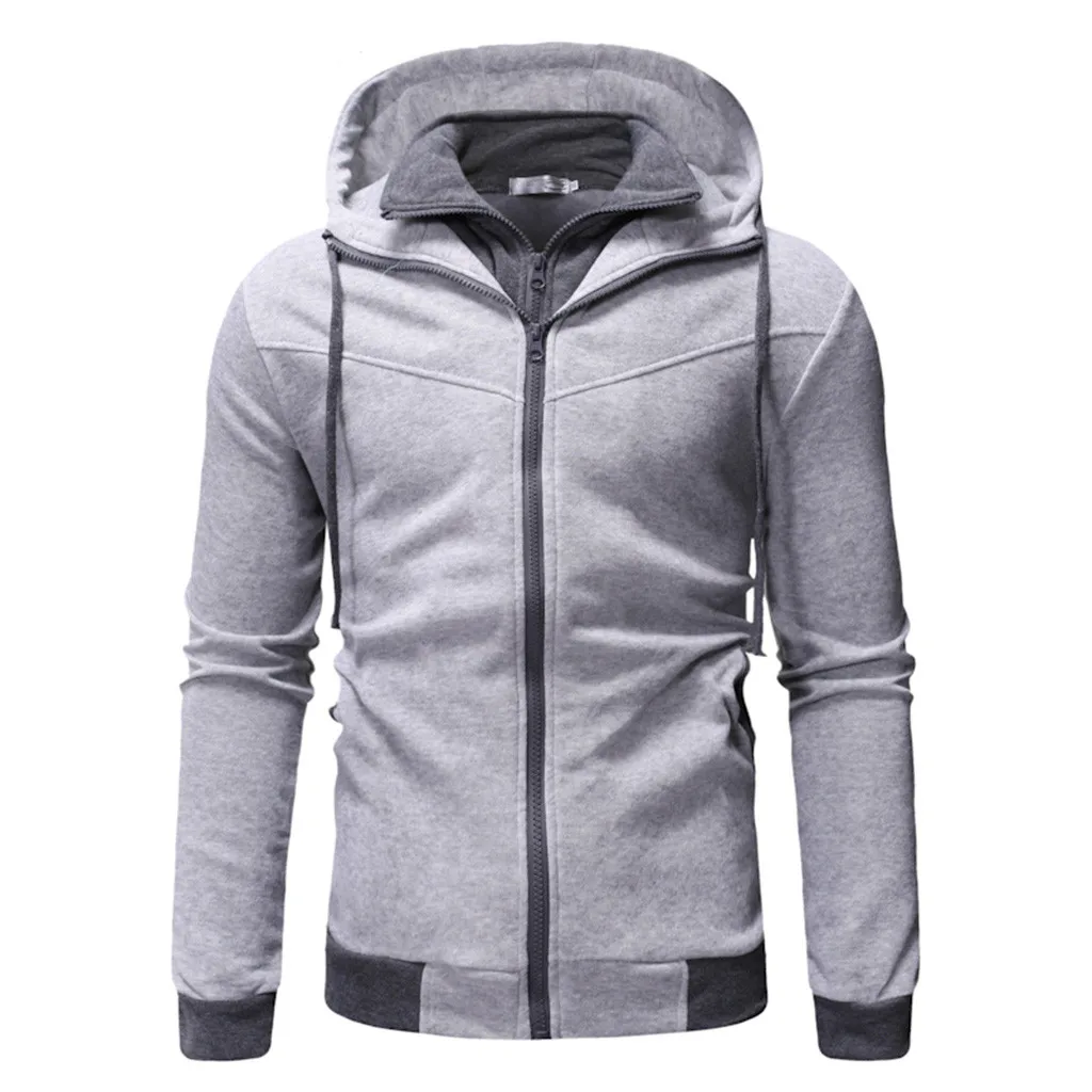 JAYCOSIN Мужской сшитый складной пуловер с длинными рукавами с капюшоном рубашка блузка осенне-зимние модели повседневная мода - Цвет: Серый