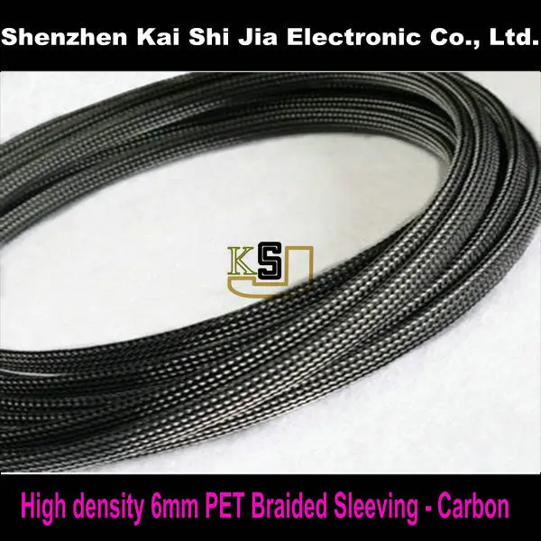 6mm BLACK RED Expandable Braided DENSE PET Cable Sleeve