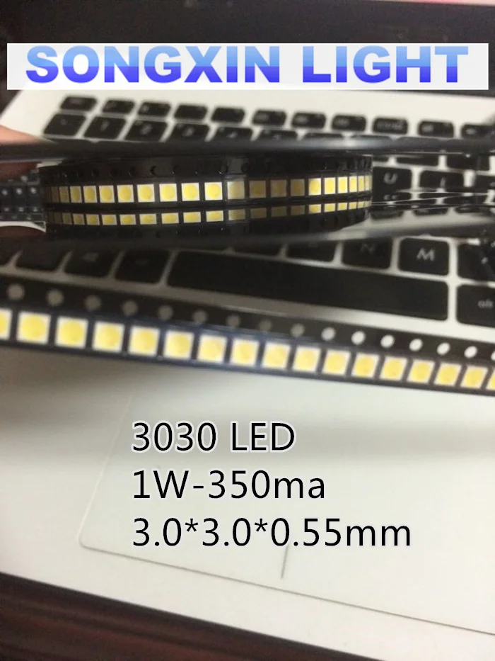 10 PÇS/LOTE SMD 3030 Branco 3030 LEVOU Diodo 6000K-8000K 1W Aplicação de Iluminação LED de ALTA POTÊNCIA 3.0*3.0*0.65 milímetros 350MA 100-120LM