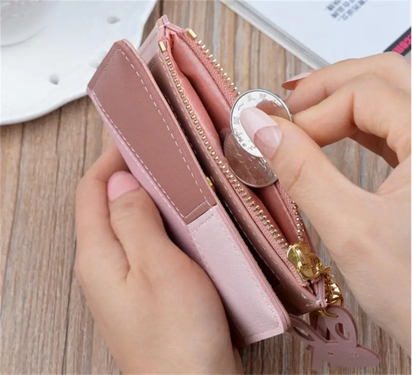 New Arrival Wallet Short Women Wallets Zipper Purse Patchwork Panelled Wallets Trendy Coin Purse Card Holder Leather