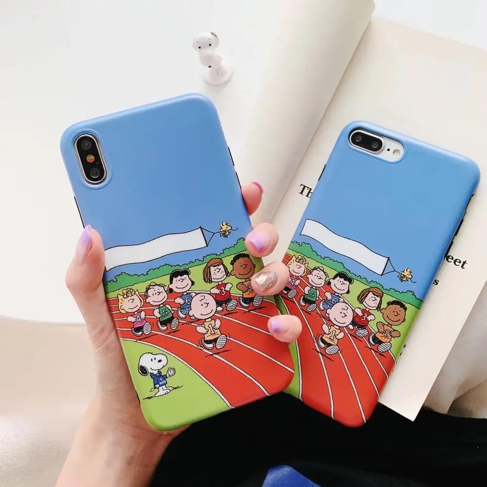 

New Cute Dog PEANUTS Cartoon Charlie Sally Brown Glossy Soft Silicone Phone Case For Iphone 6 6S 7 8 Plus X Xs Xr Max For Apple