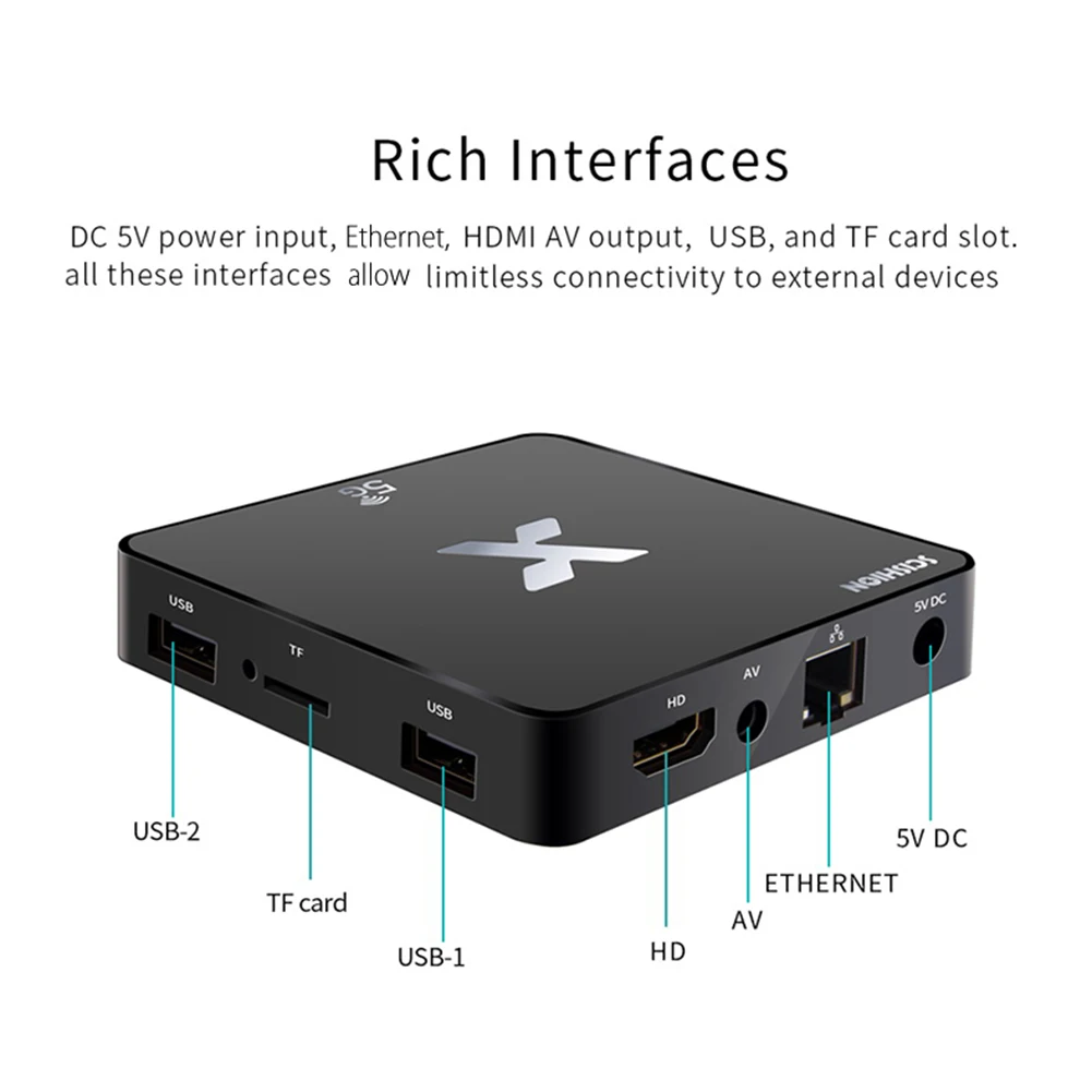 Умный дом SCISHION модель X tv Box Rockchip3229 Android 8,1 2 Гб ram+ 16 Гб rom 5G WiFi 100 Мбит/с Поддержка 4 K H.265