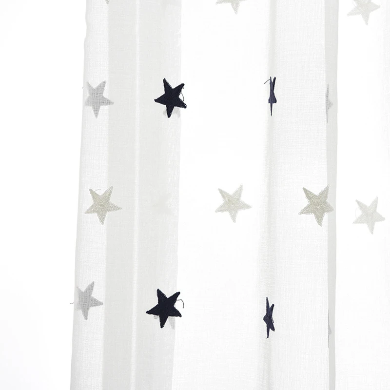 Серые/синие занавески из вуали с вышивкой в виде звезд для гостиной, спальни, отвесные занавески, тюлевые оконные занавески, тканевая драпировка, wp159& 2 - Цвет: Color 1 Tulle