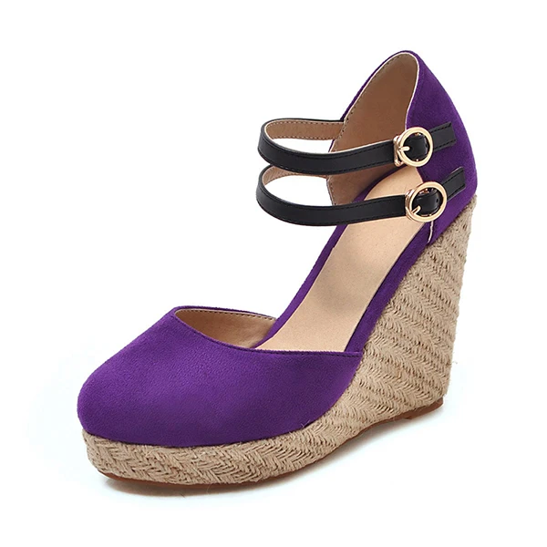 Женская обувь; chaussure; льняные женские кокетливые сандалии на платформе; коллекция года; осенние туфли-лодочки; zapatos mujer; Женская обувь в римском стиле; tacones - Цвет: Фиолетовый