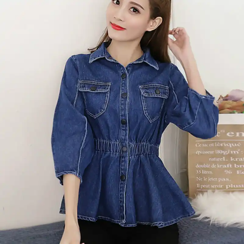 peplum denim shirt