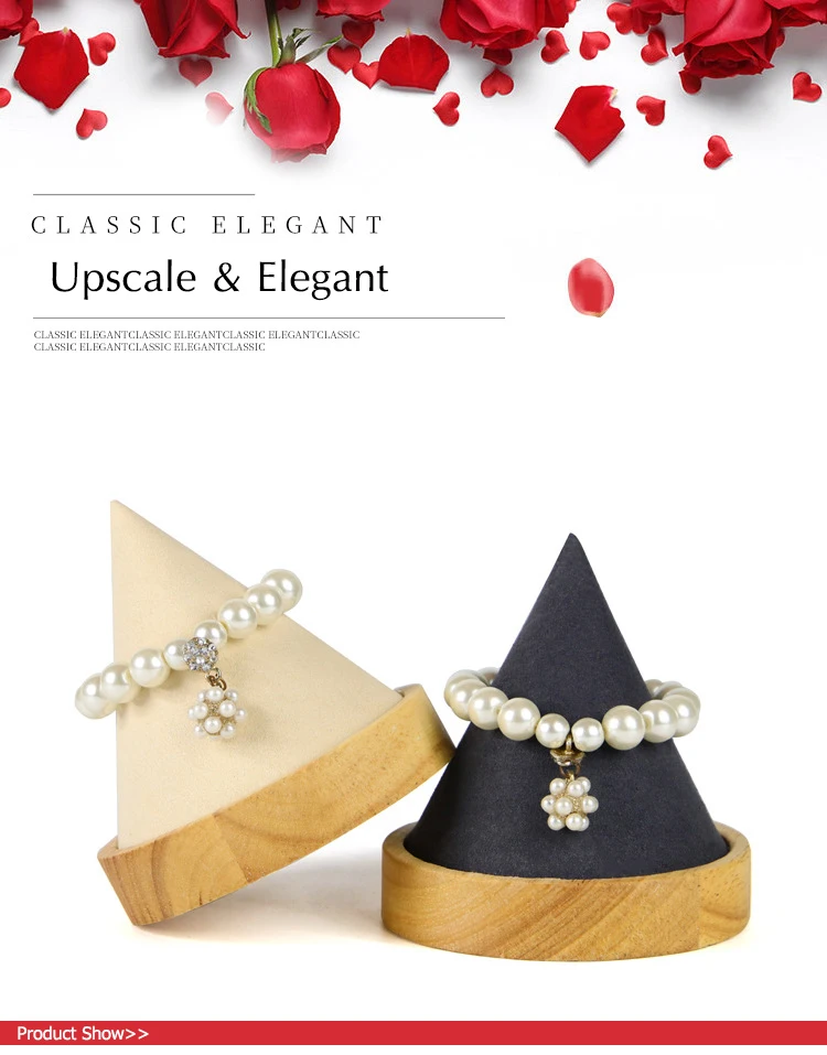 Цельное деревянное кольцо конусная стойка Органайзер браслет ножной браслет держатель для хранения кулон жемчужное ожерелье ювелирный