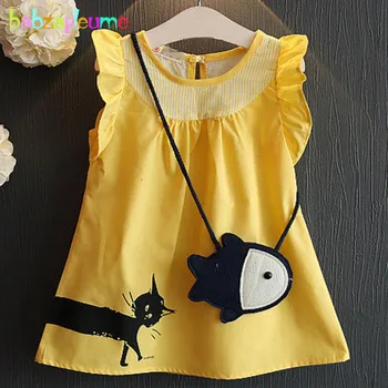 

2Piece 2-6Years 2019 Summer Kids Dresses For Baby Girls Clothes Cartoon Cute Yellow Sleeveless Children Princess Dress BC1393-1