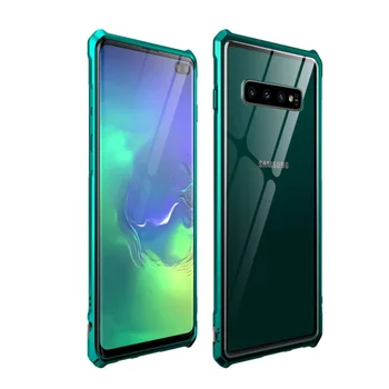

For Samsung Galaxy s10 Case Metal Bumper Glass Back Cover for Samsung s10 plus Galaxy s10e Transparent Tempered Glass Phone Case