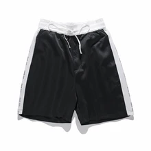 Мужские летние модные спортивные шорты в полоску, повседневные брюки с талией, спортивные шорты, чистый хип-хоп шорты в уличном стиле