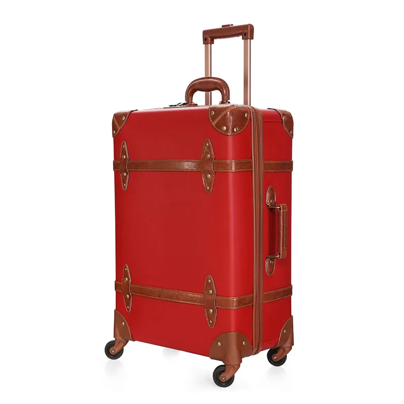 Модный красный чемодан для свадьбы китайский красный кожаный чемодан для путешествий на шесте Свадебный pu pp материал высокое качество - Цвет: dark Red