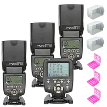 3pcs YONGNUO YN560 III YN560III Flash Speedlite Slave Speedlight +YN-560TX Wireless Flash Controller for Canon Nikon DSLR Camera