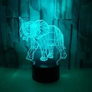 Elephant Colorful 3d Small Night Lamp Colorful Touch Remote 3d Light Fixtures Christmas gift for baby room lights