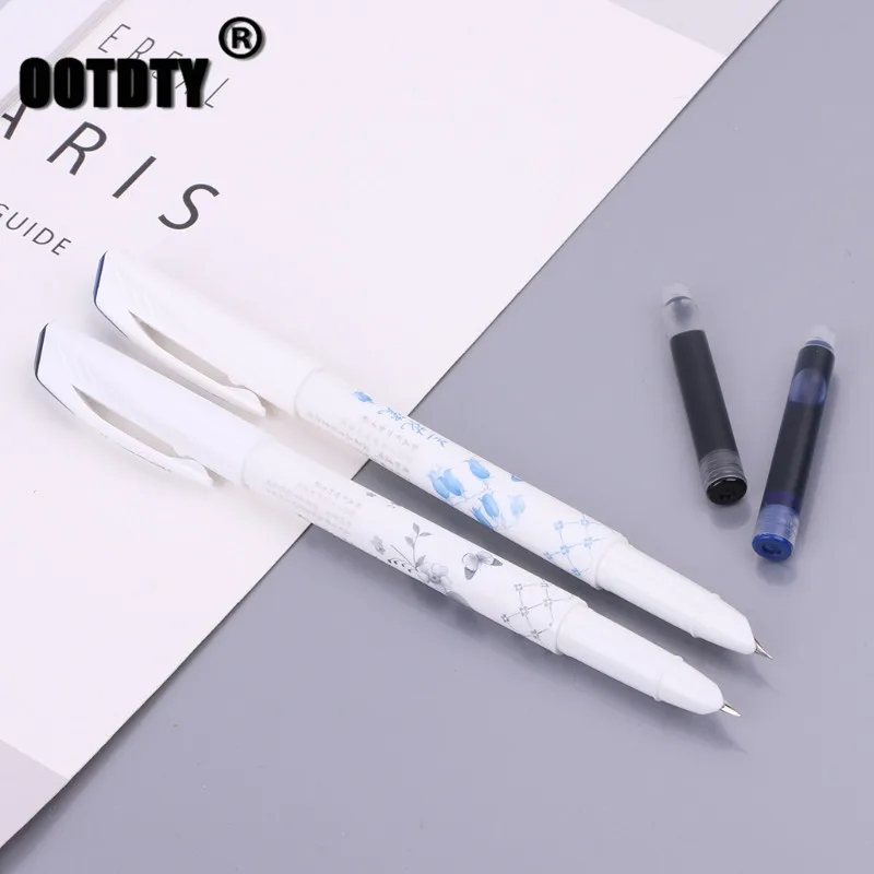 

Orchid Erasable Fountain Pen With Ink Calligraphy Writing Stationery Supplies dropshipping