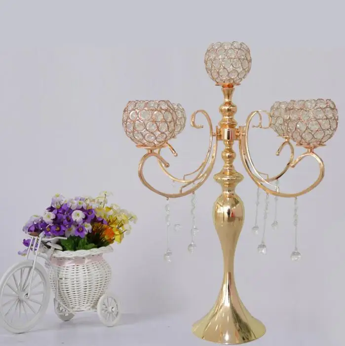 Трубы ваза центральным, хрустальные вазы, золото или ленты Свадебные украшения Трубы ваза