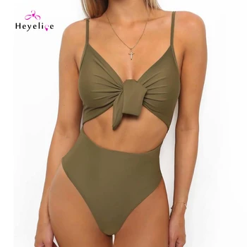 

Sexy One Piece Swimwear Women New Swimsuits Tied Front Babe Top Style High Cut Monokini Swimsuit New Beach Swimming Wear Trikini