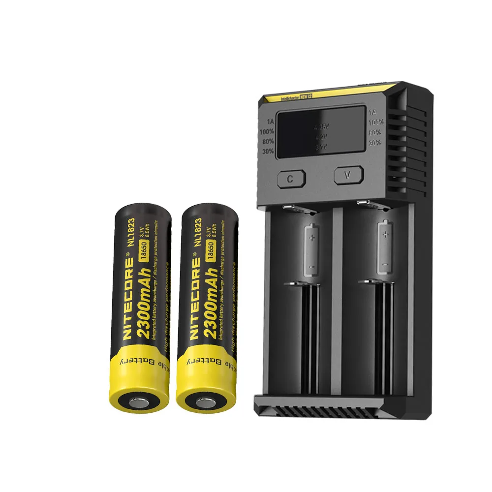 

NITECORE NEW I2 Intellicharger OLED Screen battery Charger + NITECORE 18650 2300mAh NL1823 Li-ion Rechargeable Battery 3.7V 8.5W