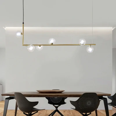 Современный минималистичный Люстра для кухни бар стол длинная люстра led дизайн черный Лофт подвесной стеклянный шар светильник