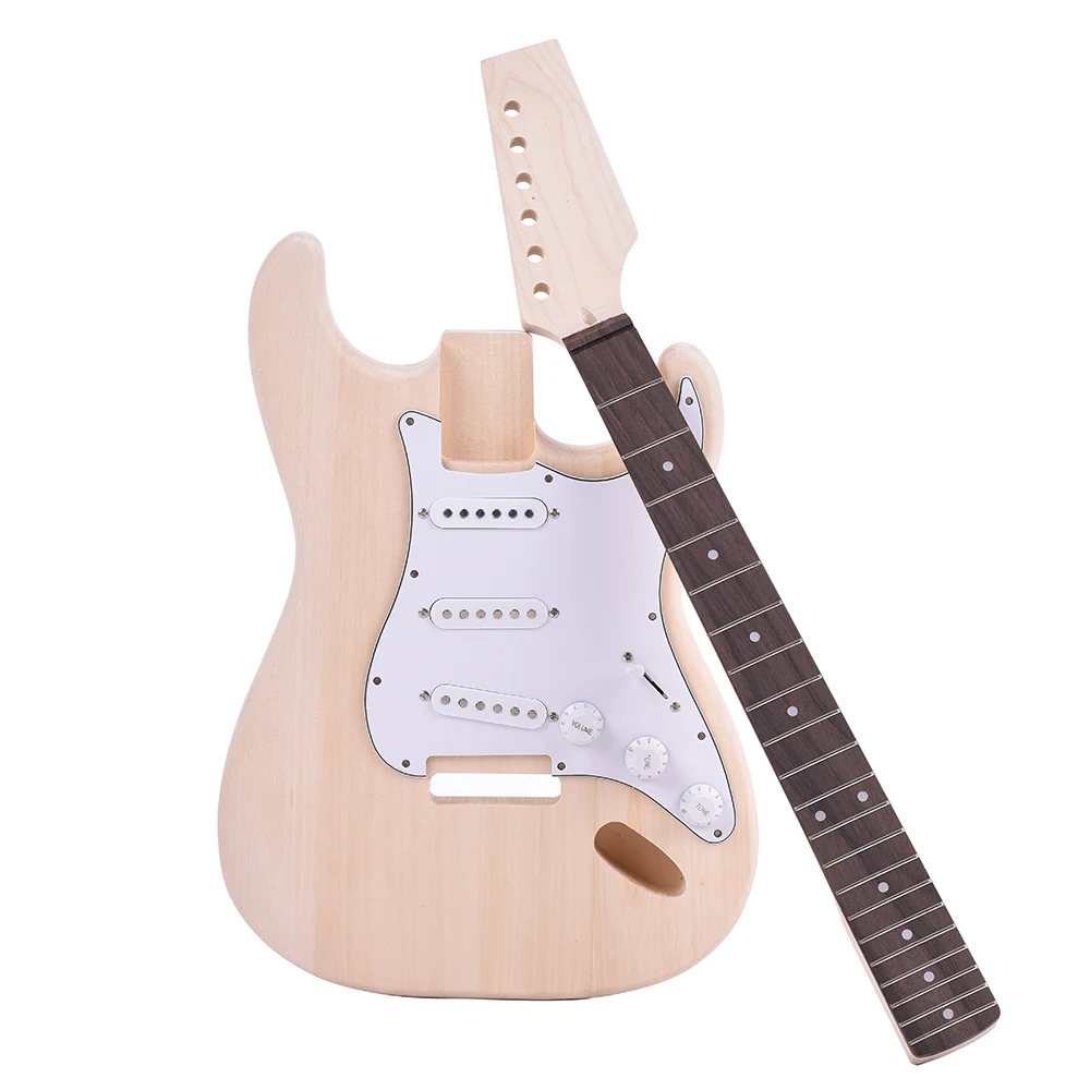 High Quality DIY Electric Guitar Kit Set Durable Basswood Body Maple