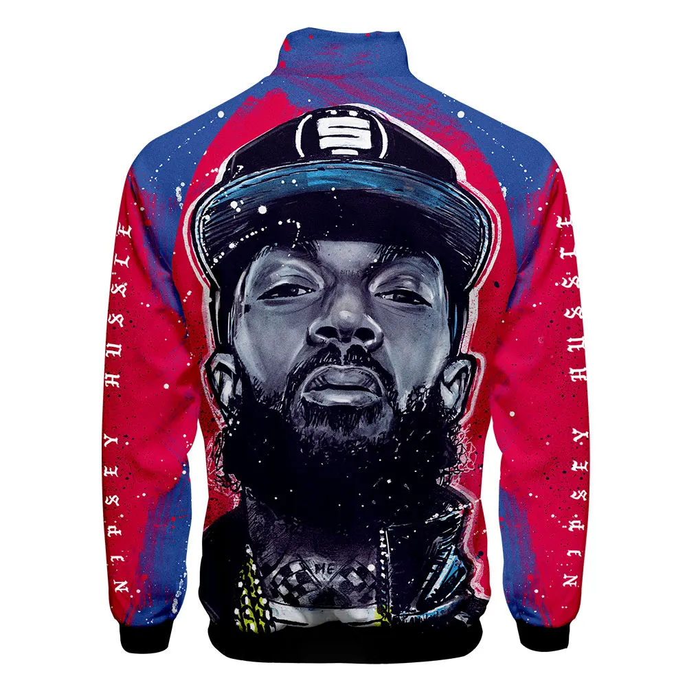 LUCKYFRIDAY NIPSEY HUSSLE mens Summer Jacket Men Zipper streetwear Stand Collar Fashion 3D Print clothes hip hop Jackets Casual