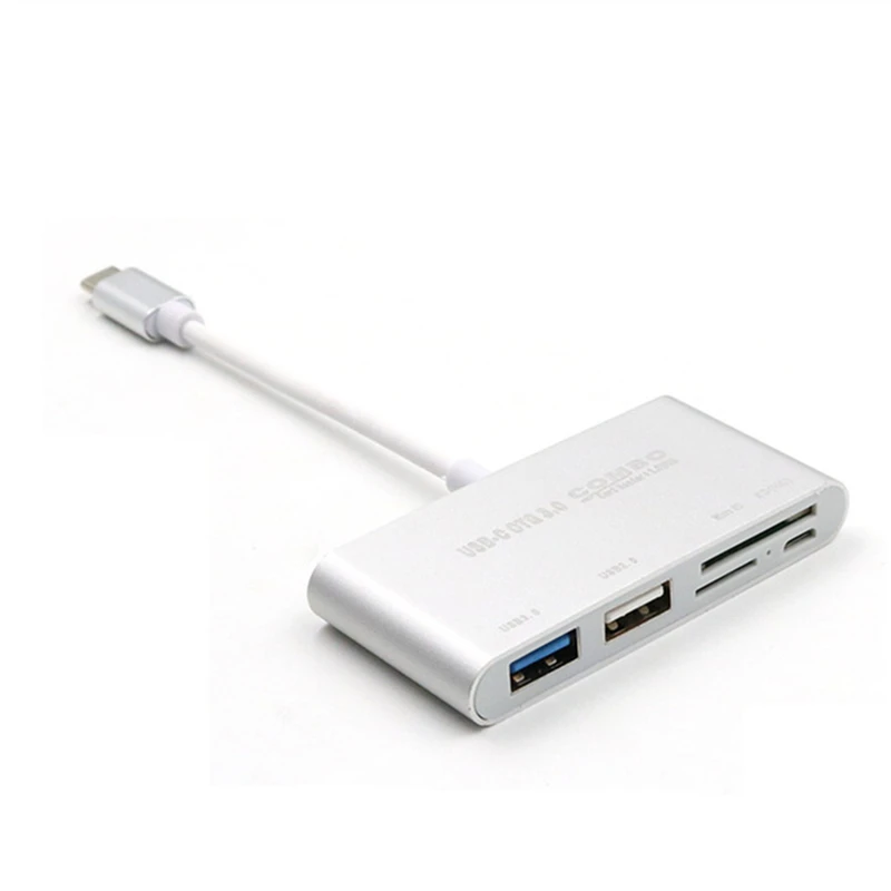 Trumsoon type C к USB 3,0 2,0 USB-C SD TF кард-ридер адаптер Micro USB кабель для Macbook huawei P30 Mate30 samsung S8 - Цвет: Серебристый