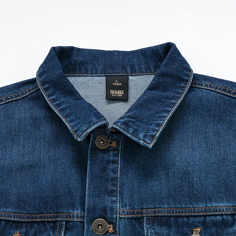 Куртка SEMIR Мужская джинсовая классическое пальто из денима вареная с воротником
