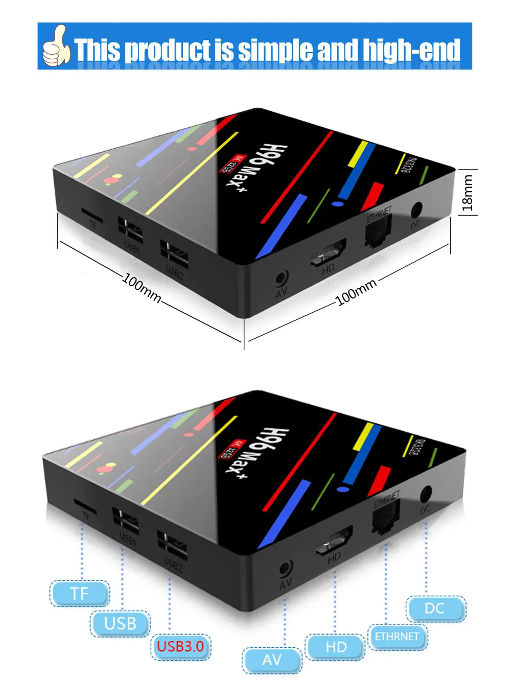 ТВ-бокс H96 MAX Plus Android 9,0 Smart set top Box RK3328 4 ГБ 32 ГБ 64 Гб 5 г Wifi 4 K H.265 медиаплеер H96 Pro H2 PK X96 MAX
