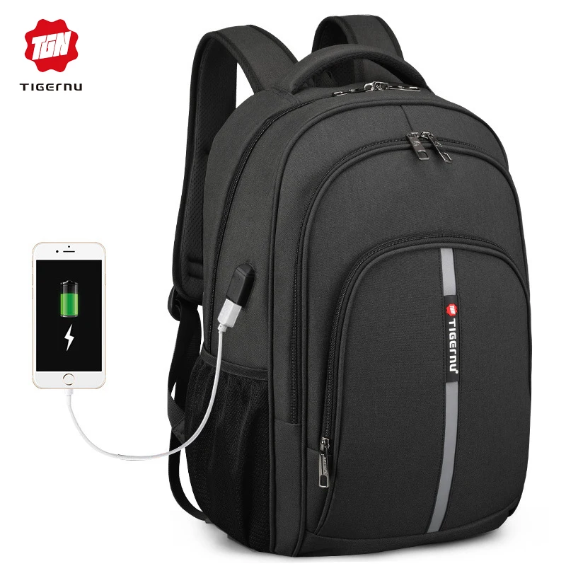 Tigernu Большой Вместительный рюкзак с usb зарядкой Водонепроницаемый Школьный рюкзак для путешествий с защитой от кражи рюкзаки для ноутбука мужские