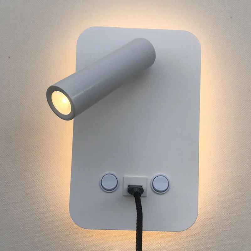 

Topoch Wall LED Lamp with USB Charging Port 5V 2A Double Switched Integral LED Backlit with Reading Light Black/White