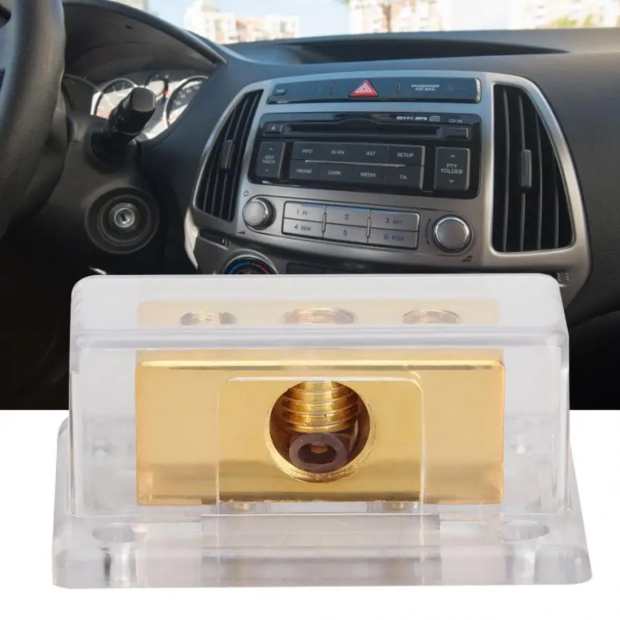

4GA8GA Car 2-Way Audio Power Ground Cable Splitter Distribution Auto Stereo Speaker Splitter Plastic + Metal 12V Accessories