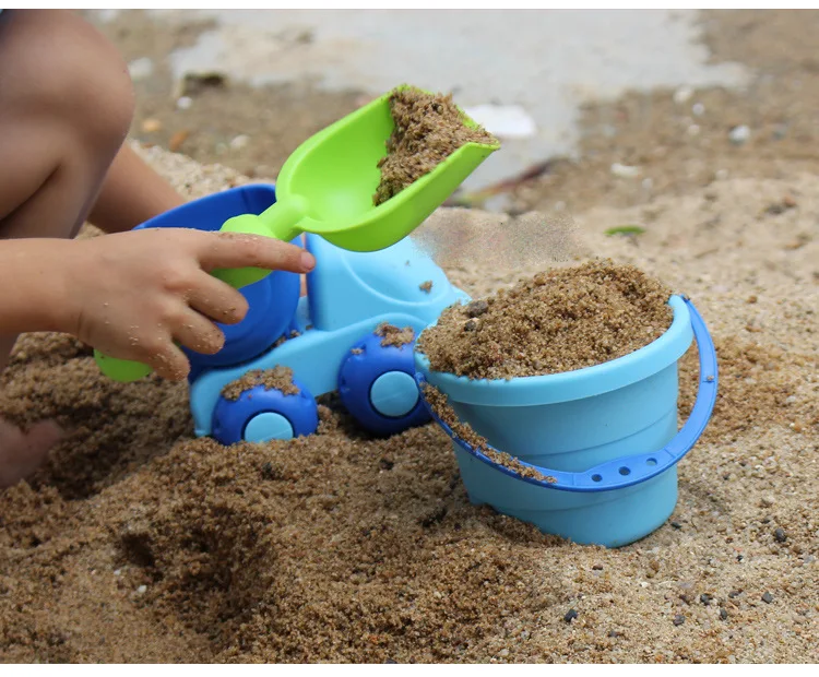 Мягкие силиконовые пляжные игрушки для детей набор песочницы Набор морской песок ведро грабли песочные часы стол для игры и веселья Лопата