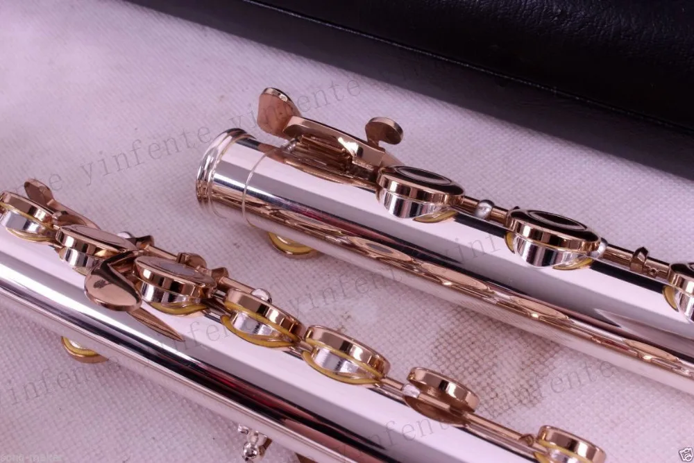 Серебряный флейта 17 отверстий с открытым отверстием мощный звук профессиональная E ключ Золотые ключи