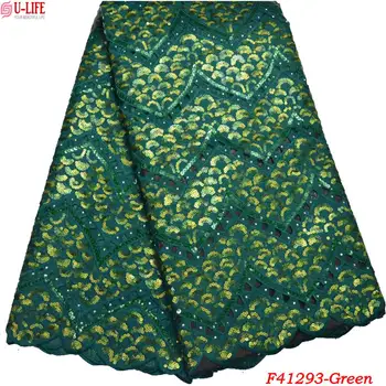 

Duntone Flower Handcut organza Swiss voile lace wedding High quality African Sequins lace fabric with metallic lurex F4-1293