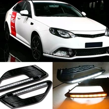 2 шт. высокое качество белый+ желтый светодиодный DRL Водонепроницаемый ABS 12 в дневные ходовые огни для MG 6 2009 2010 2011 2012 2013 противотуманная фара