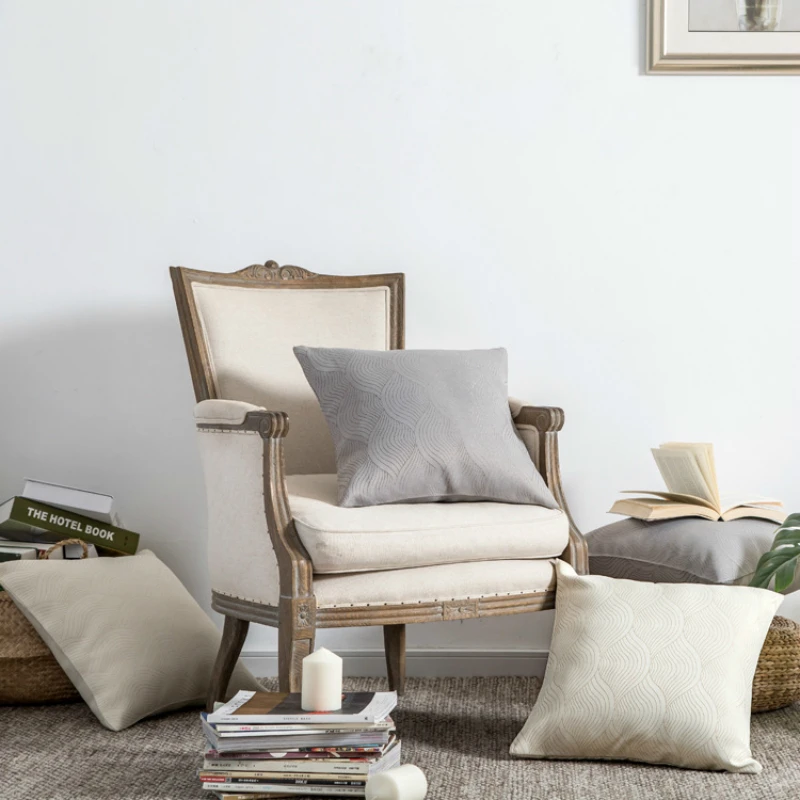 

Modern Wave Pattern Pillow Case Universal Gray And White Pillow Cover Home Decoration Simple Geometric Jacquard Cushion Cover