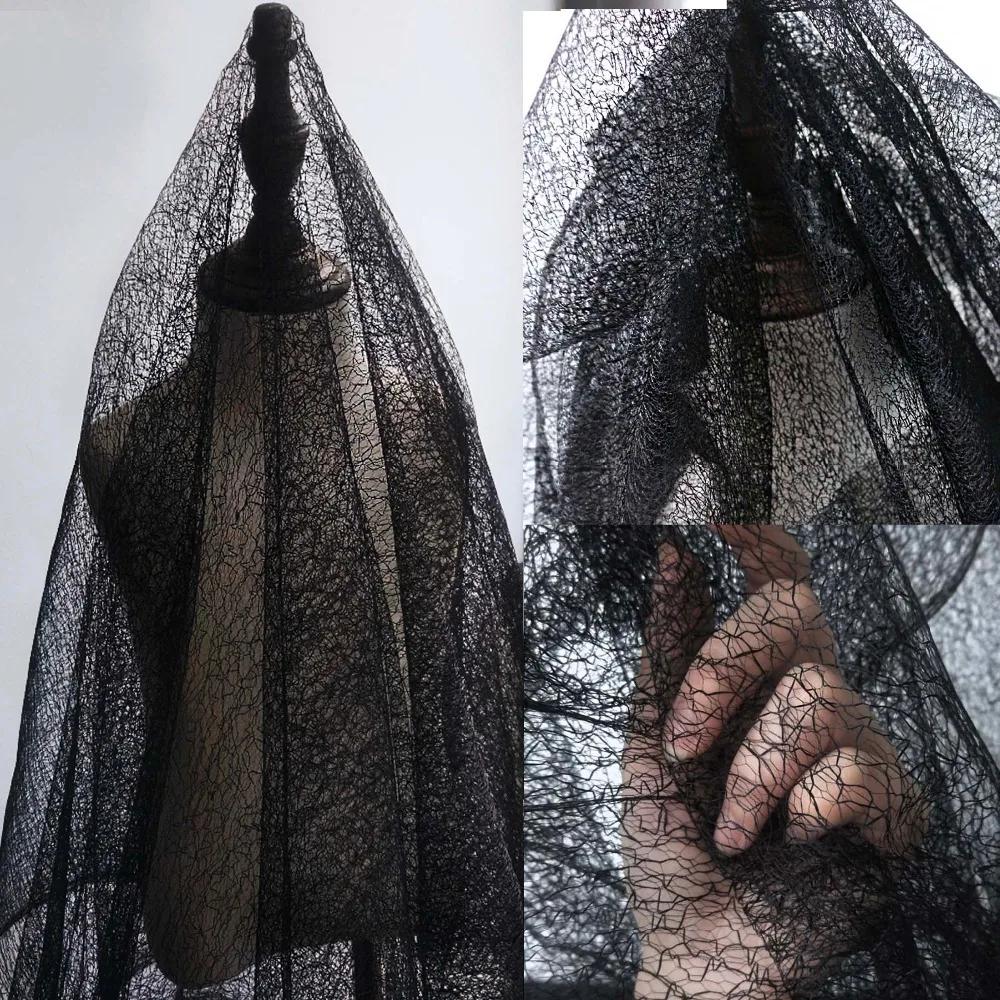 50cm*155cm/piece black fabric is irregular hollow mesh see through lace