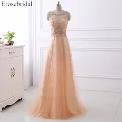 Красивый Бисер Выпускные платья 2017 EroseBridal Кружево Формальные Для женщин Вечеринка платье Линия Платья для женщин Праздничное платье