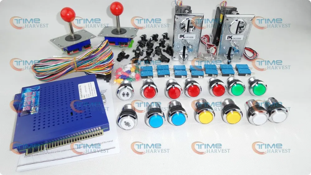 

Arcade parts Bundles kit With Coin Acceptor Joystick Illuminated Button Microswitch Player Button To Build Up Arcade Cab Machine