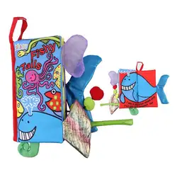 JOLLYBABY мягкие Тканевые книги-забавные животные хвосты Ткань Книга Детские игрушки ткань развитие Книги для 3-24 месяцев (фишю хвосты)
