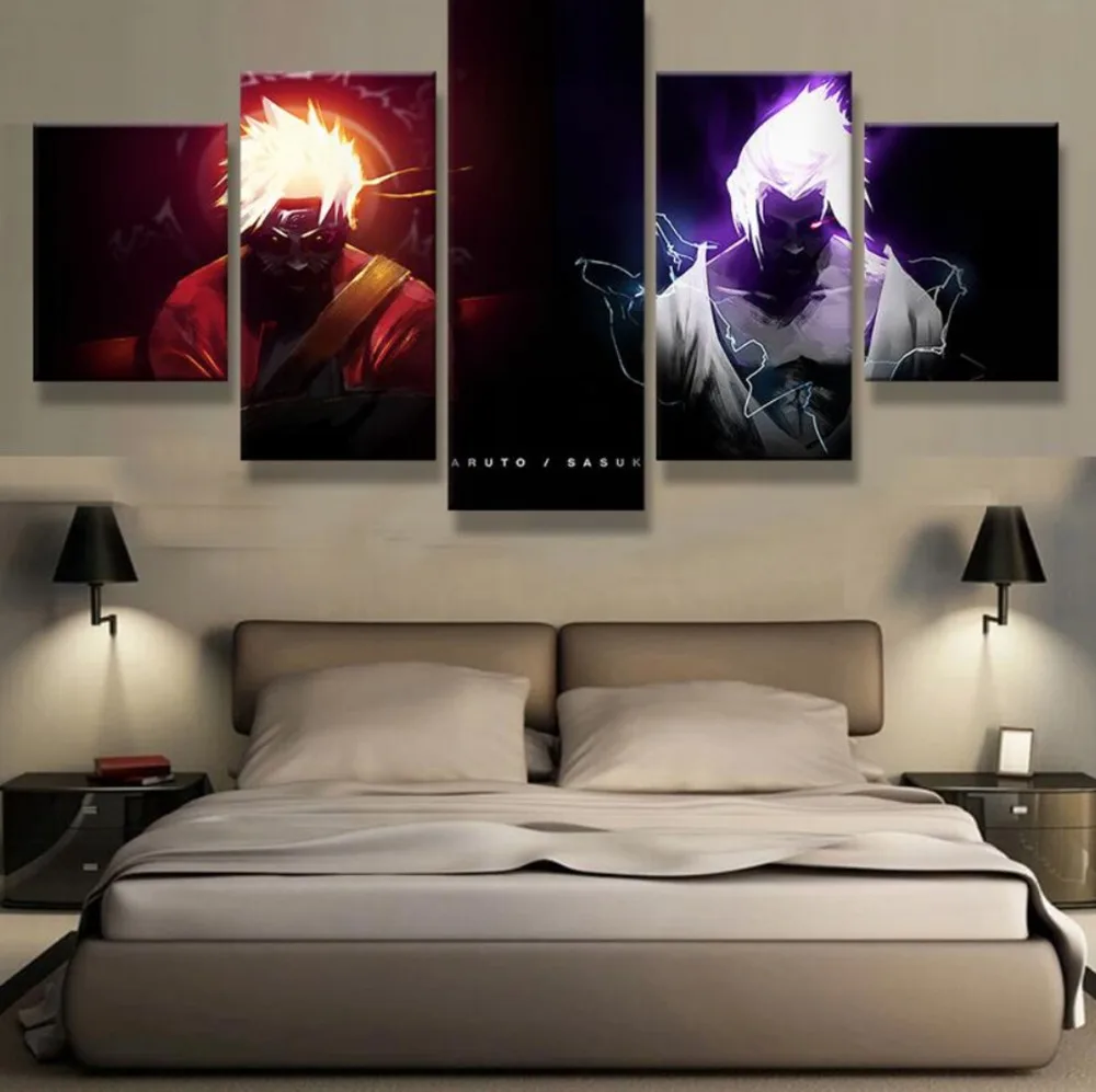Новый 5 шт. Холст Искусство наруто VS Sasuke аниме Cuadros Decoracion картины на холсте