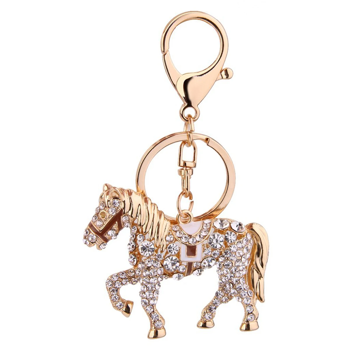 Rhinestone Horse Pendant Keyring Keychain Key Chain Gift (Random Color)
