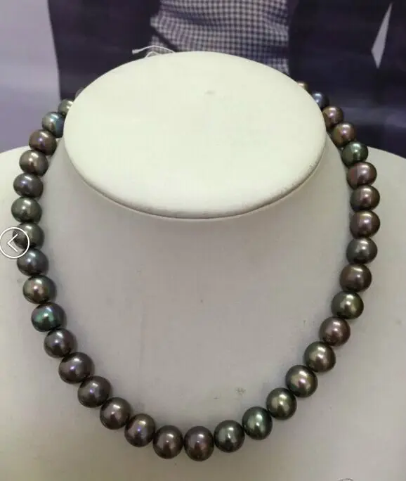 

huge10-11MM natural black red blue multicolor pearl necklace14k