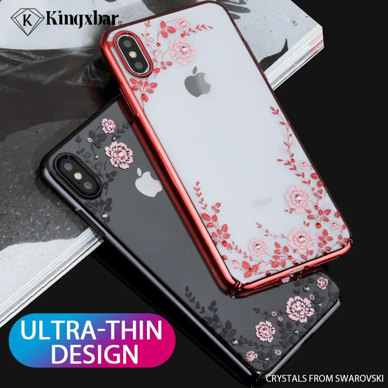 KINGXBAR крышка для iPhone Xs цветок Роскошный чехол Max Чехол прозрачный обложки модных
