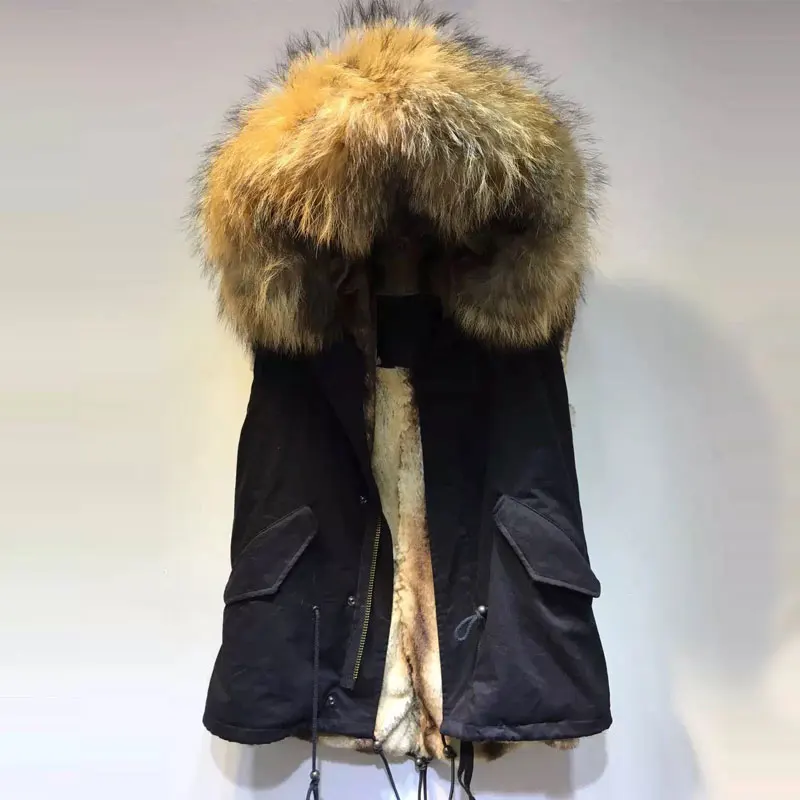 Zwarte Korte vest jas faux fur abrikoos voering big size kraag Herfst en Winter Vest Zwarte Korte vest jas faux fur abrikoos voering big size kraag Herfst en Winter Vest