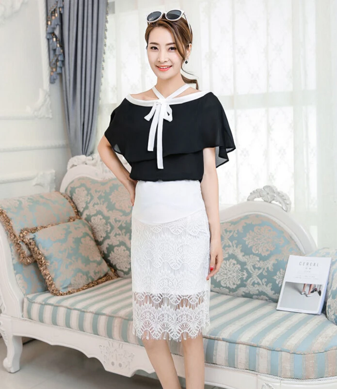 Весенняя и летняя новая Корейская кружевная Сумка для беременных, юбка для беременных, юбка для беременных