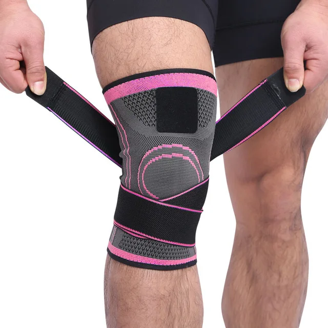 3D ткацкий напорный наколенник для баскетбола, пешего туризма, велоспорта, поддержка колена, профессиональный защитный спортивный наколенник, NL-A-010 - Цвет: Pink