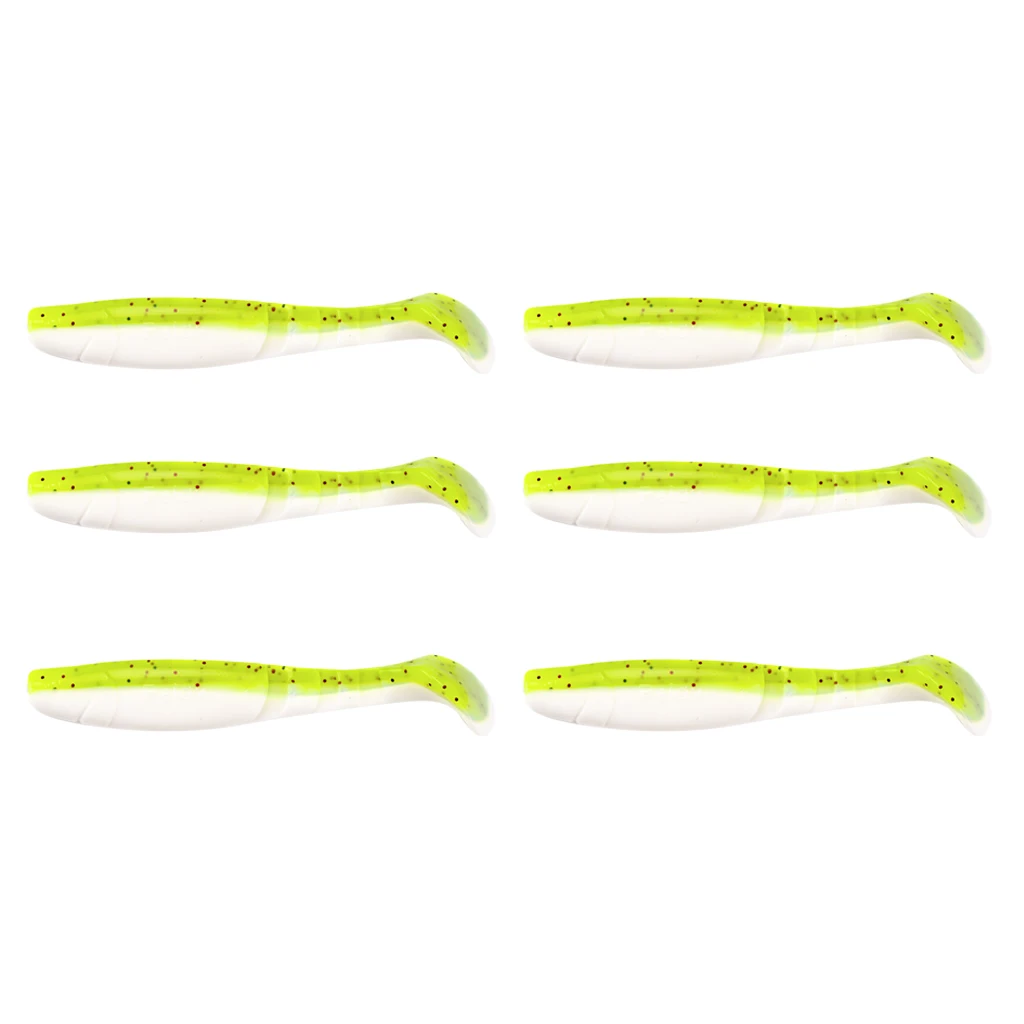 6pcs Swimbaits Minnow/Shad Paddle Tail Worms Soft Fishing Lures Baits for Saltwater and Freshwater Bass Trout Walleye Lure