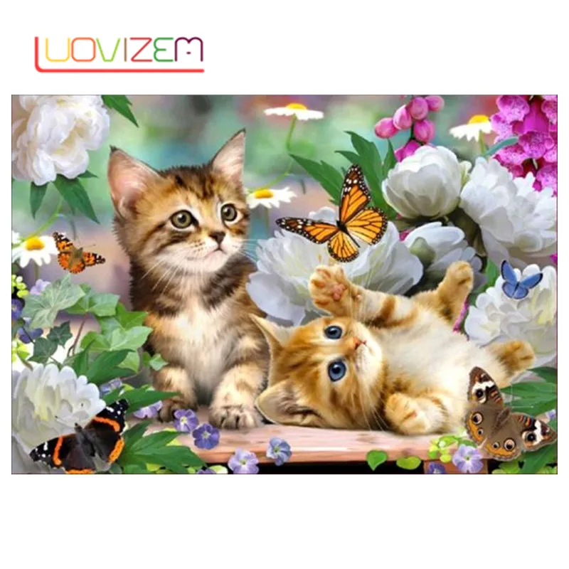 

5D DIY Diamond Painting Butterflies and Cats Embroidery Diamond Cross Stitch Full Circular Rhinestone Mosaic Home Decoration