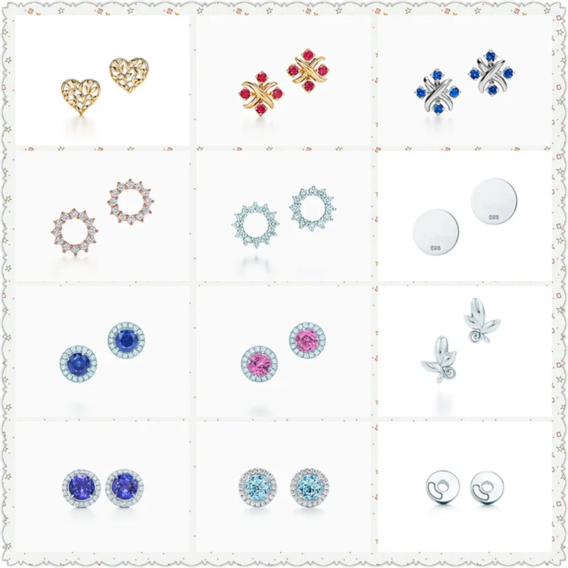 SHINETUNG 1:1 S925 Стерлинговое серебро подлинный Оливковый лист в форме сердца закругленный Циркон инкрустированные серьги женский логотип высокого класса ювелирные изделия