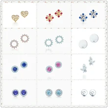 SHINETUNG 1:1 S925 Стерлинговое серебро подлинный Оливковый лист в форме сердца закругленный Циркон инкрустированные серьги женский логотип высокого класса ювелирные изделия