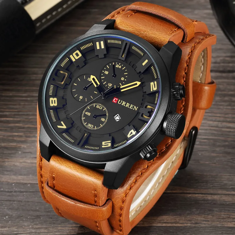 reloj hombre 2018 Relogio Masculino CURREN Watch Mens Military Quartz Watch Men's Watches Luxury Leather Sports Wristwatch 8225